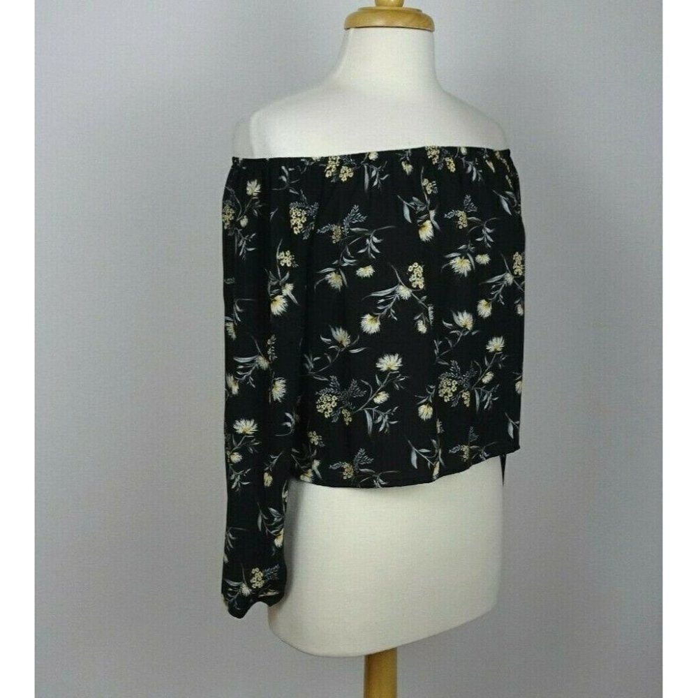 💰3/$25 Forever 21 Women's Off-Shoulder Floral Top Blouse 3/4 Sleeves Crop S